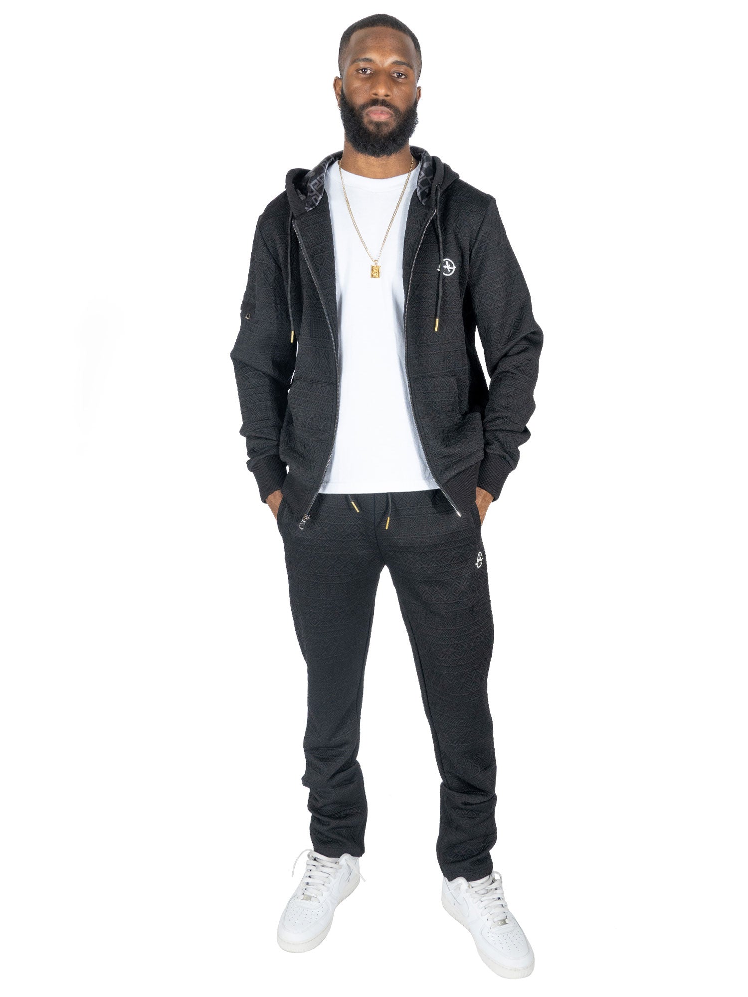 M4356 Berteli Jacquard Hoody Set - Black