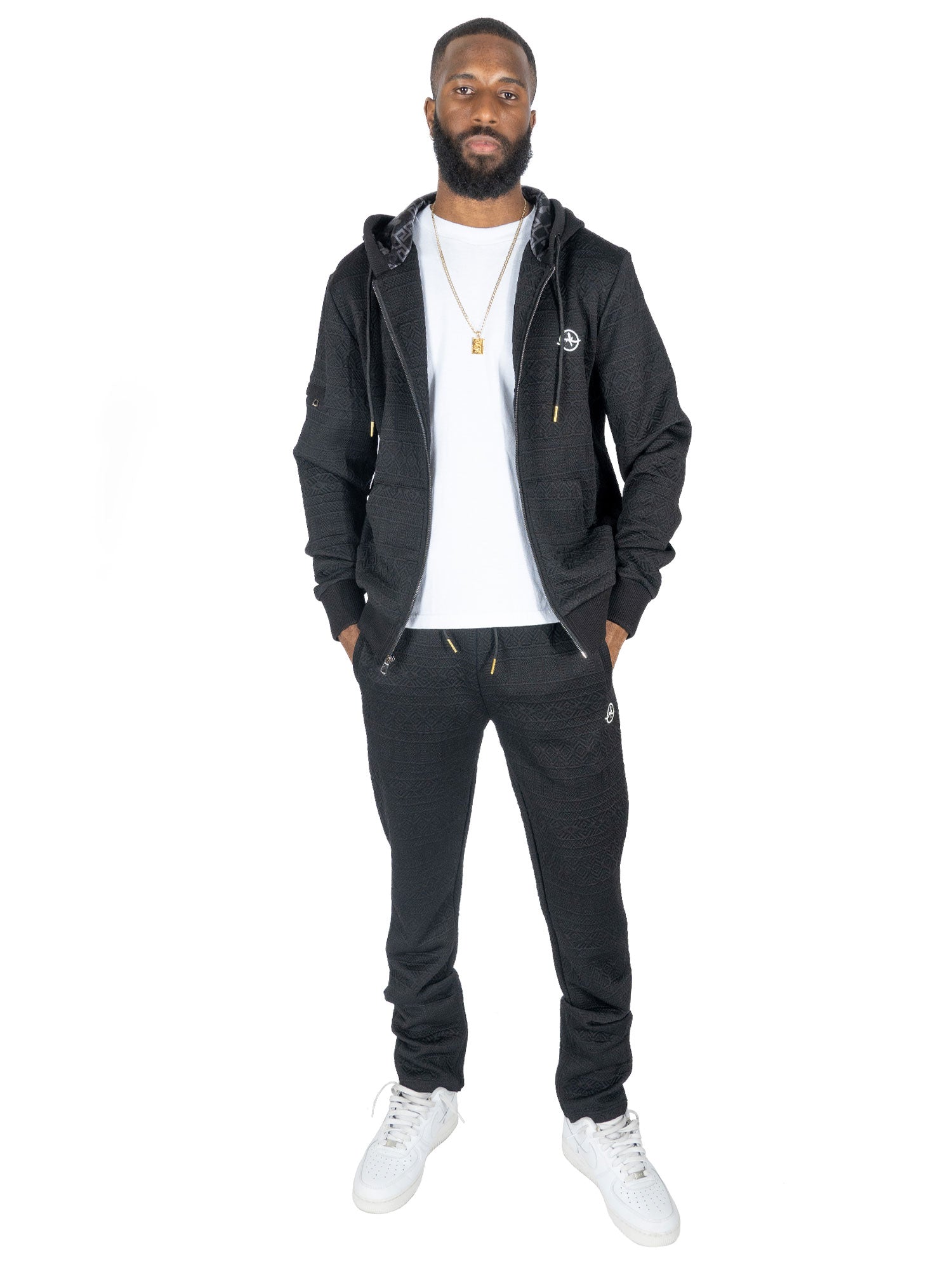 Makobi M4356 Berteli Jacquard Hoody Set in Black, view 3