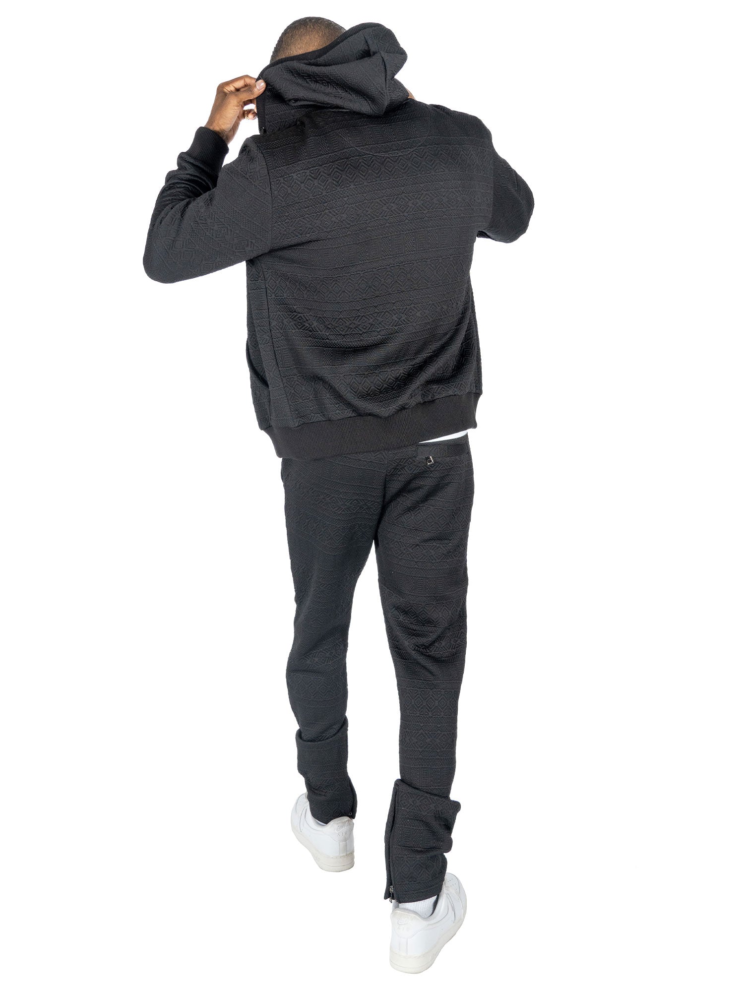 M4356 Berteli Jacquard Hoody Set - Black