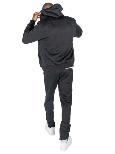 M4356 Berteli Jacquard Hoodie Set - Black