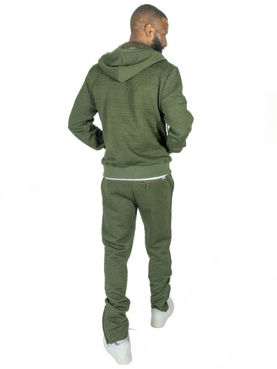 M4356 Berteli Jacquard Hoody Set -  Olive