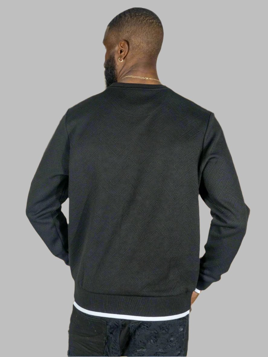 M4390 Beanchi Jacquard Crewneck - Black