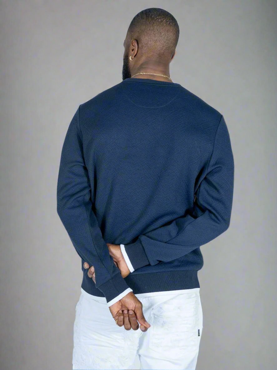 Makobi M4390 Beanchi Jacquard Crewneck in Navy, view 4