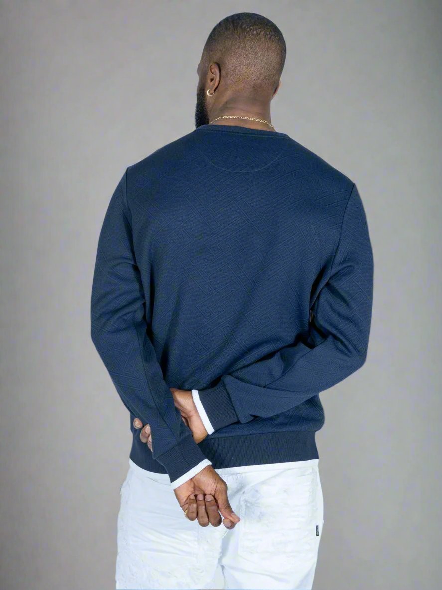 M4390 Beanchi Jacquard Crewneck - Navy