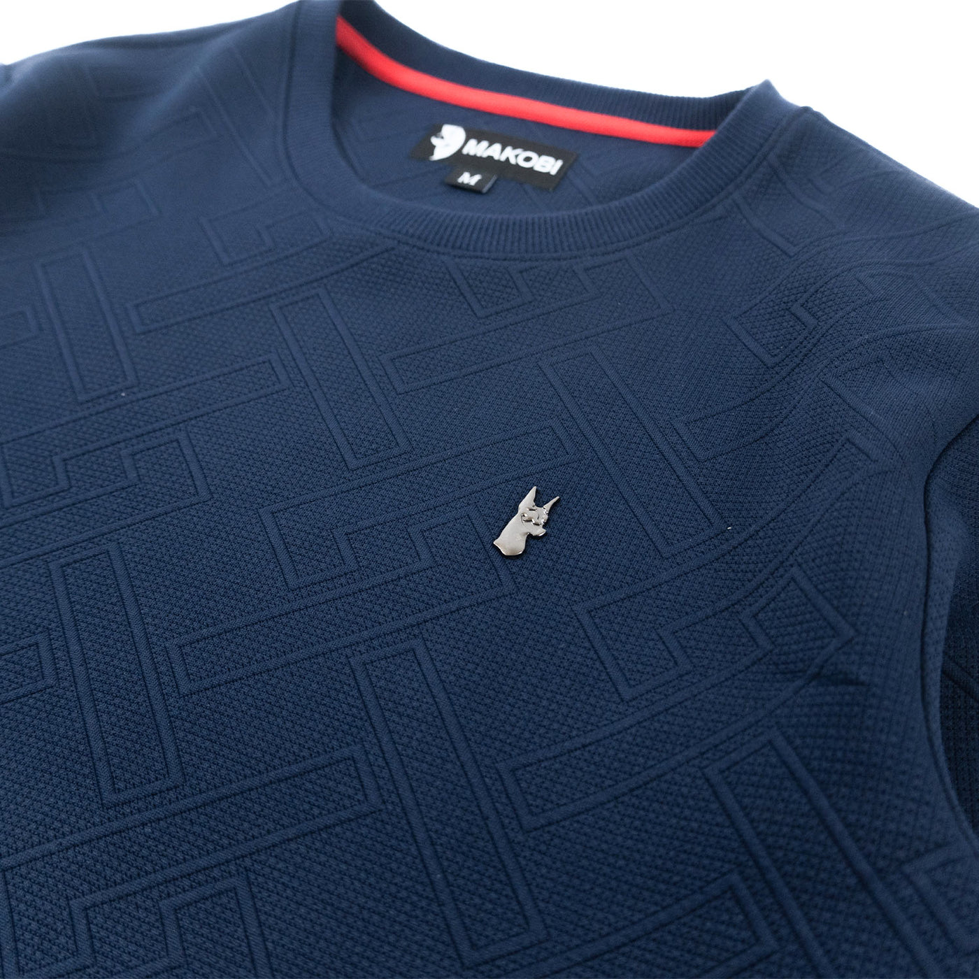 M4390 Beanchi Jacquard Crewneck - Navy