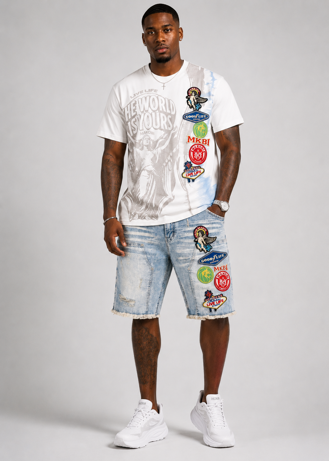Mondo Short Set - White x Light Wash