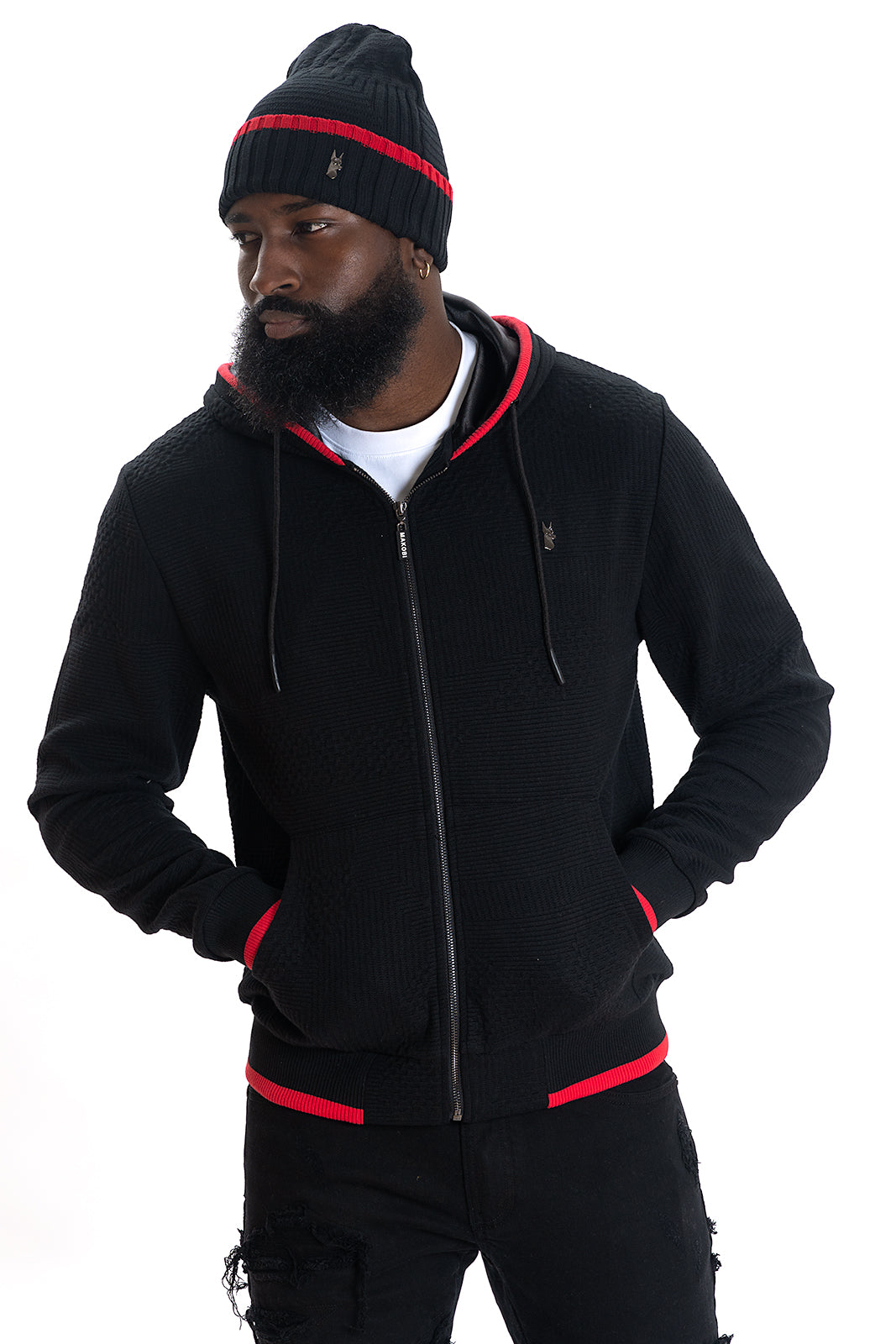 Makobi M4432 Amalfi Knit Hoodie in Black
