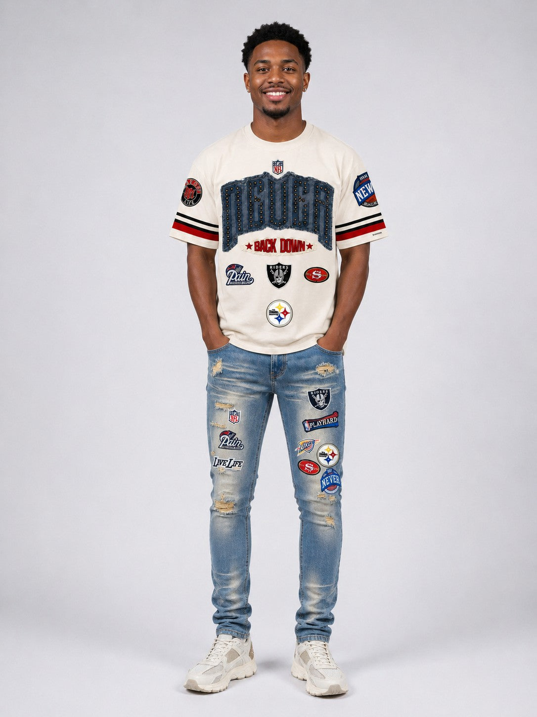 M454 Never Back down Boxed Tee - Natural
