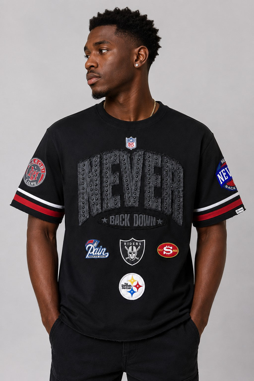 M454 Never Back down Boxed Tee - Black