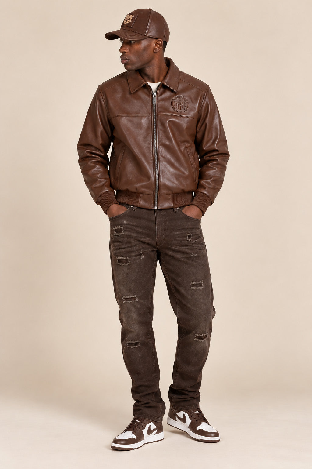 M4554 Azzuri PU Jacket - Brown