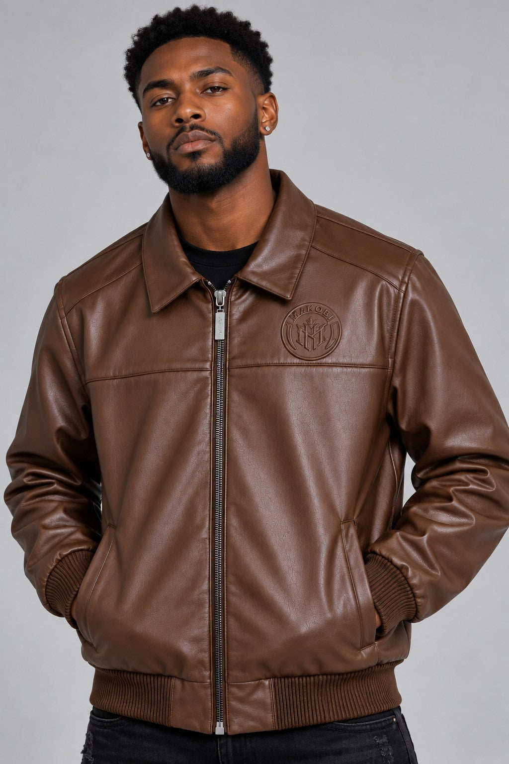 M4554 Azzuri PU Jacket - Brown
