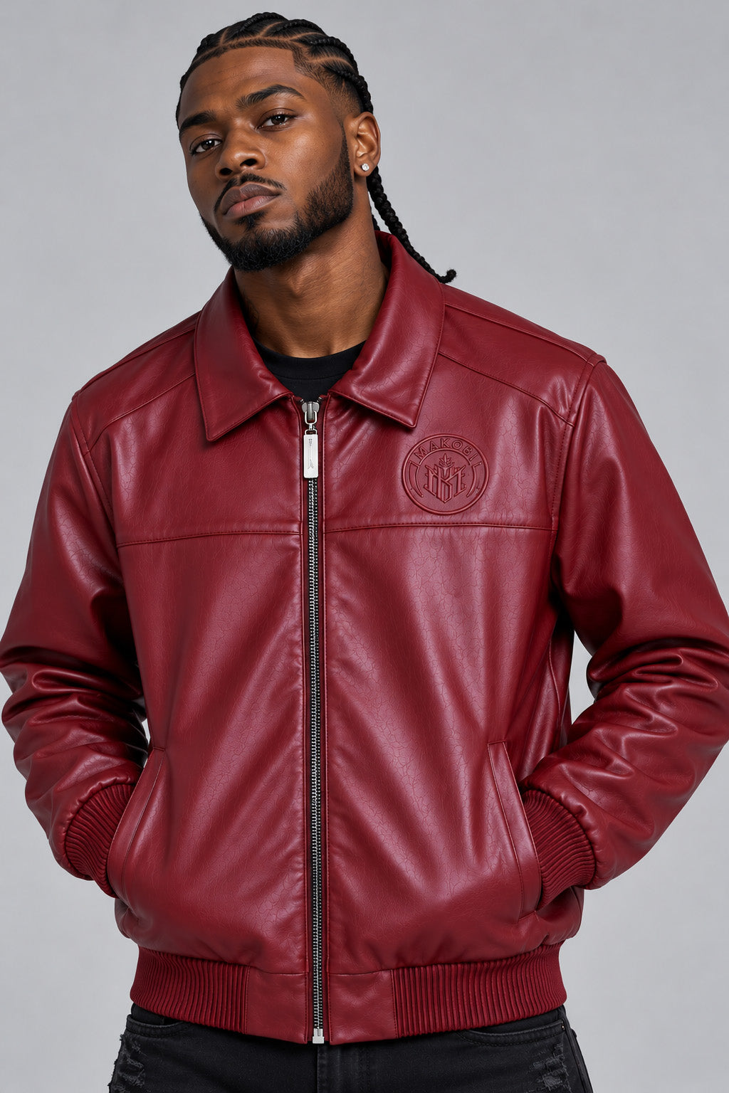 M4554 Azzuri PU Jacket - Burgundy