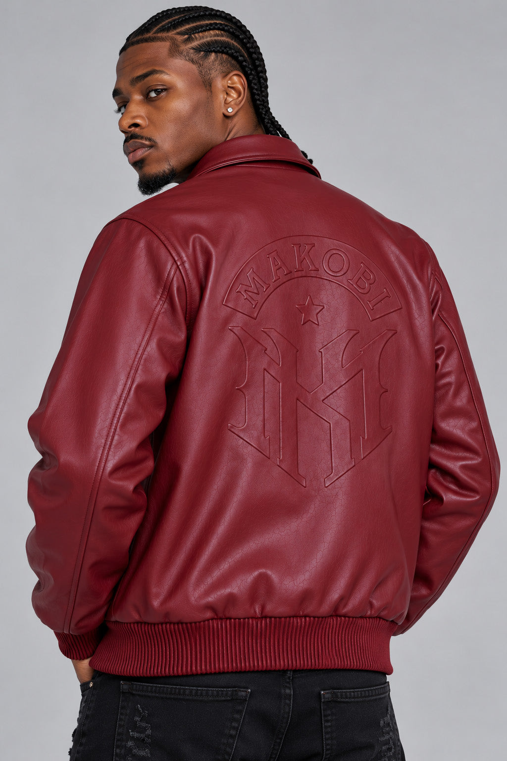 M4554 Azzuri PU Jacket - Burgundy
