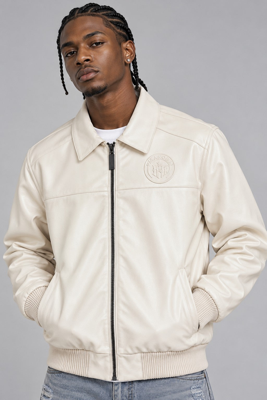 M4554 Azzuri PU Jacket - Cream