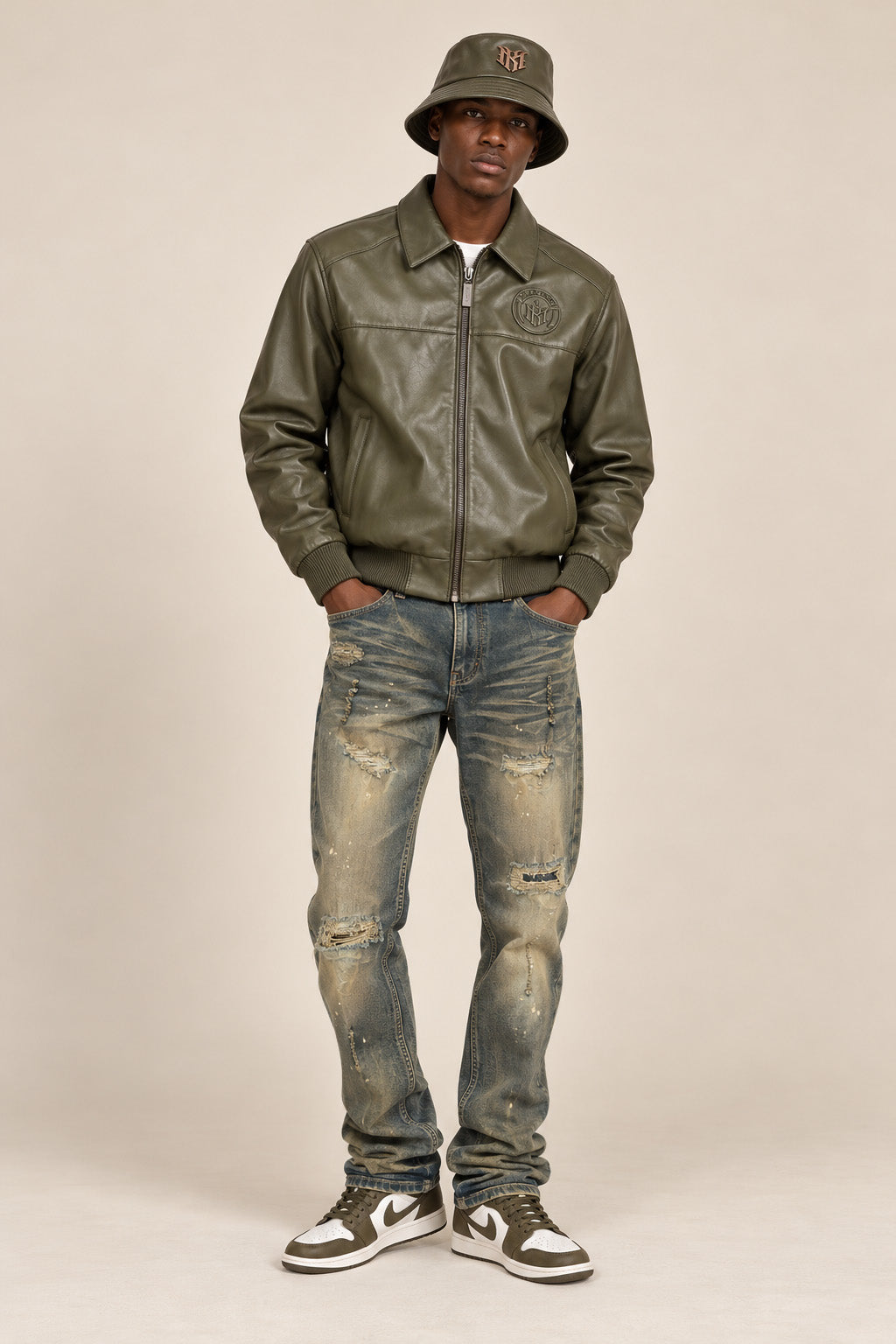 M4554 Azzuri PU Jacket - Olive