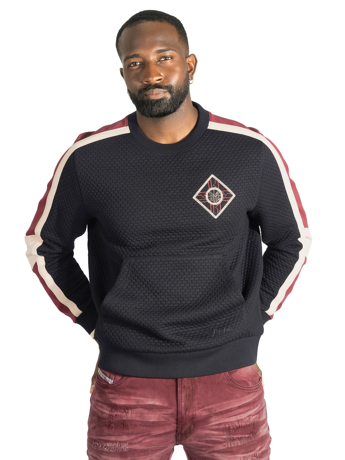 M4555 Lorenzo Jacquard Crewneck - Black