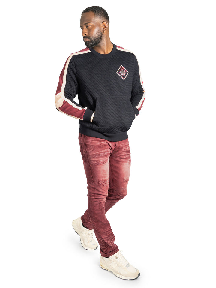 Sweatshirt | M4555 Lorenzo Jacquard Crewneck - Black