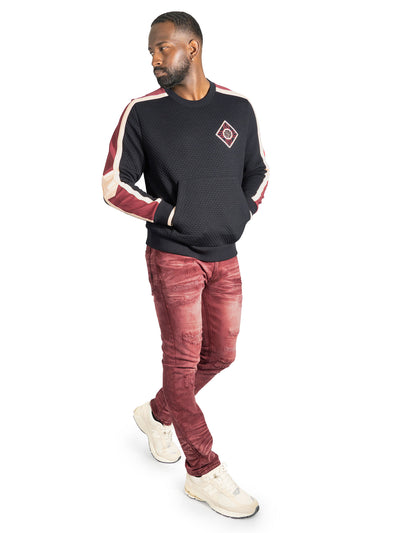 Sweatshirt | M4555 Lorenzo Jacquard Crewneck - Black