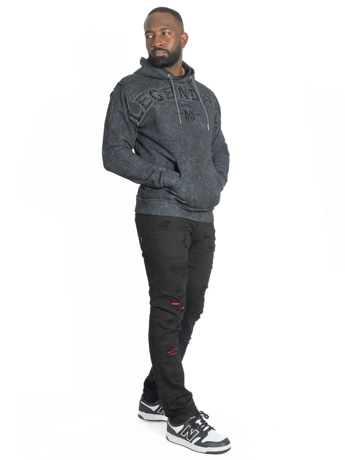 M4557 Sartoni Pull Over Fleece Hoodie - Black
