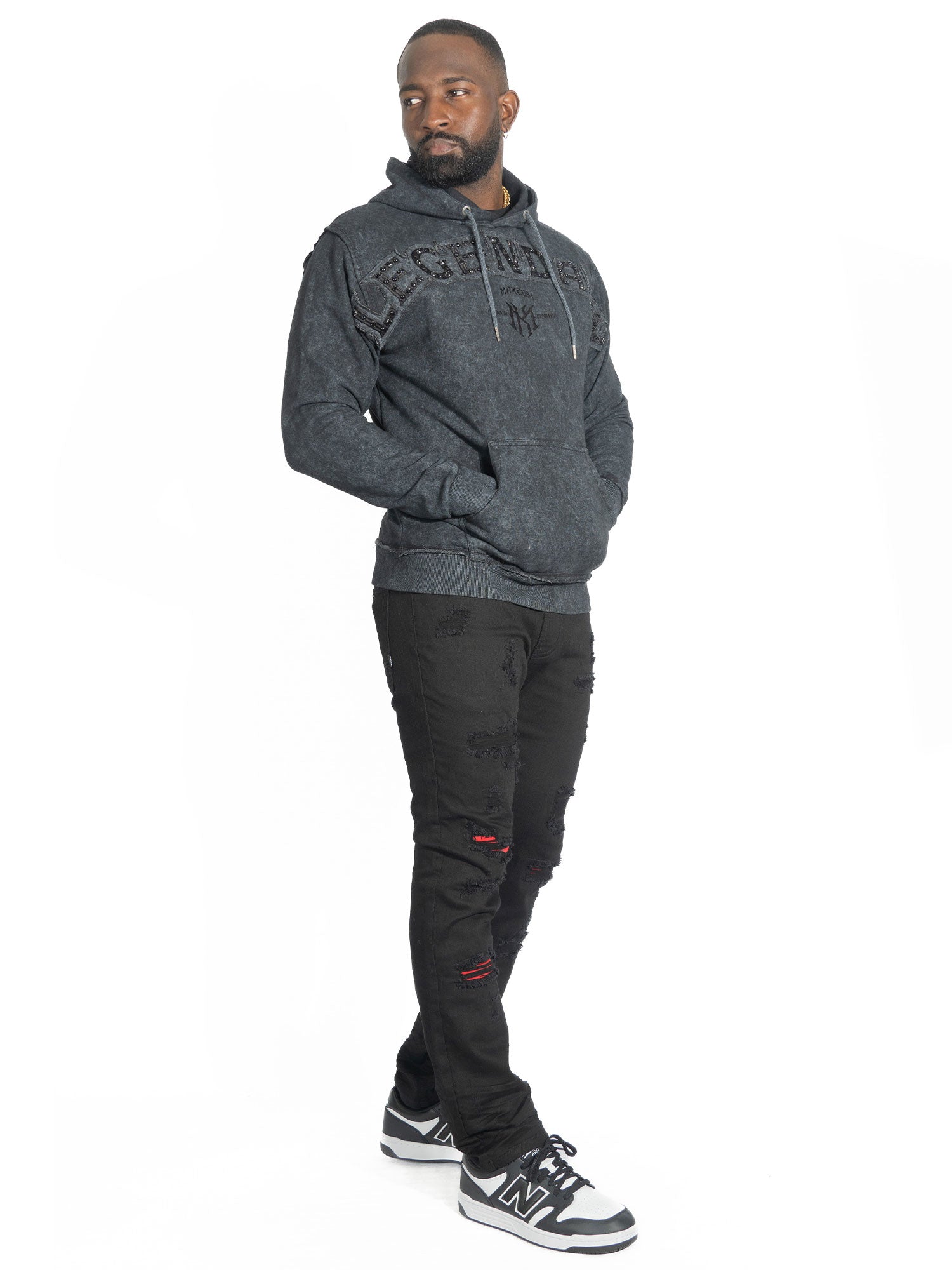 M4557 Sartoni Pull Over Fleece Hoodie - Black