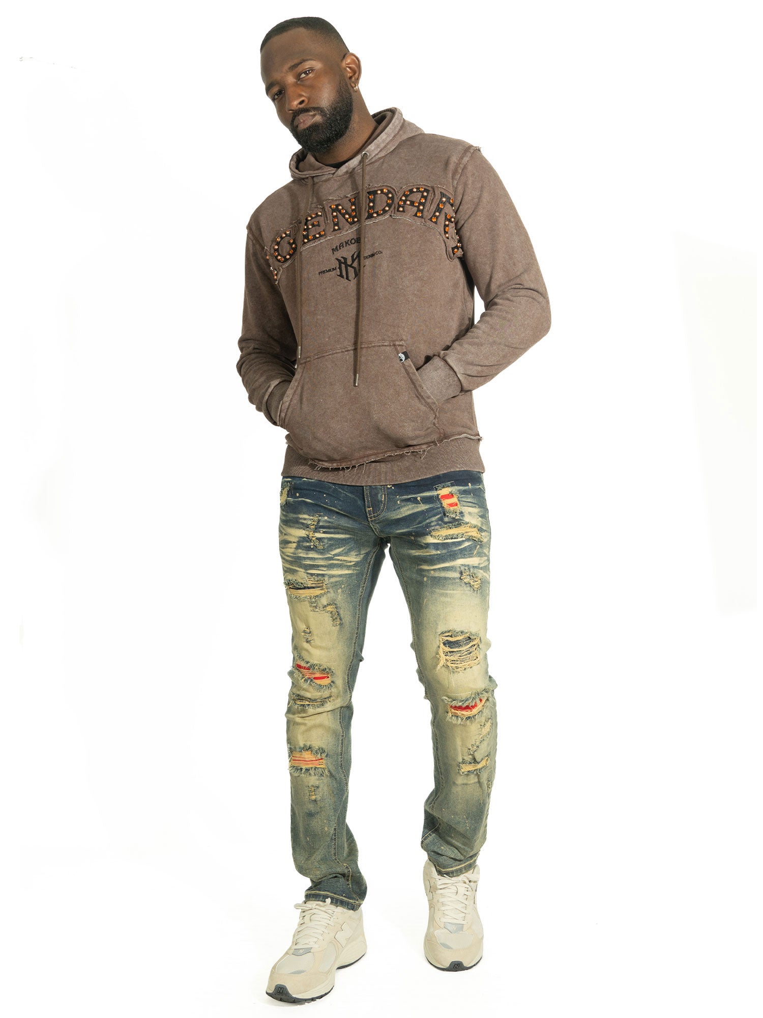 M4557 Sartoni Pull Over Fleece Hoodie - Brown