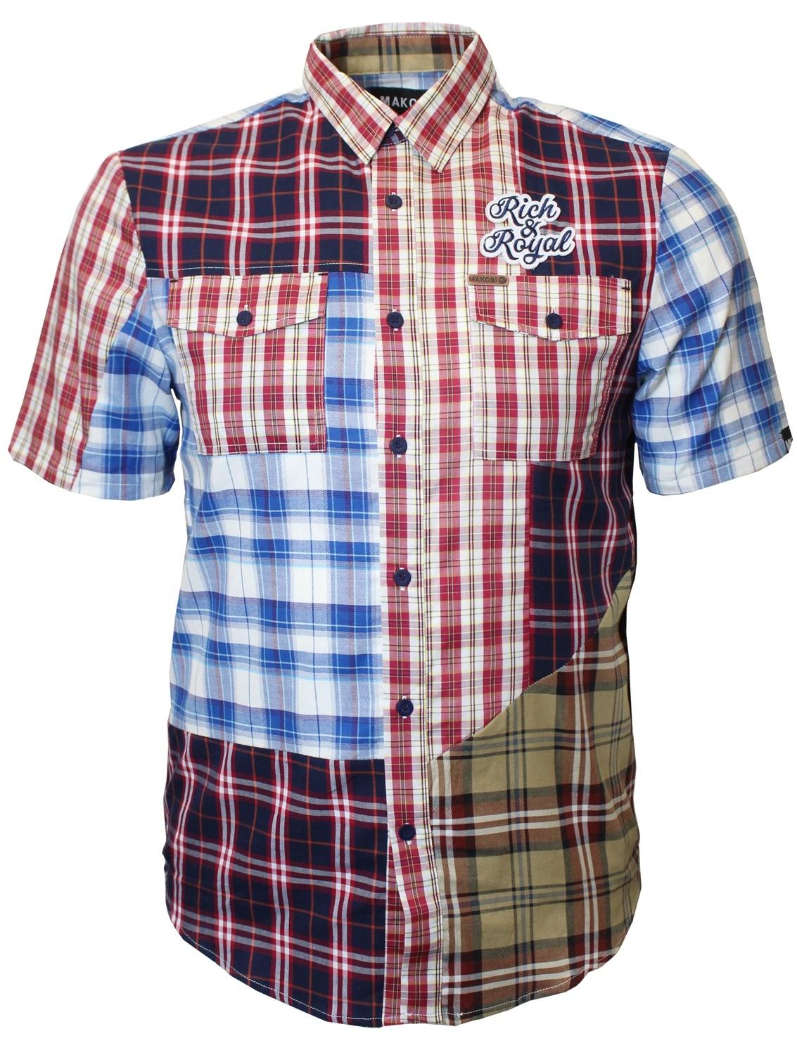 Makobi M460 Rich and Royal Plaid Tee in Khaki/Navy