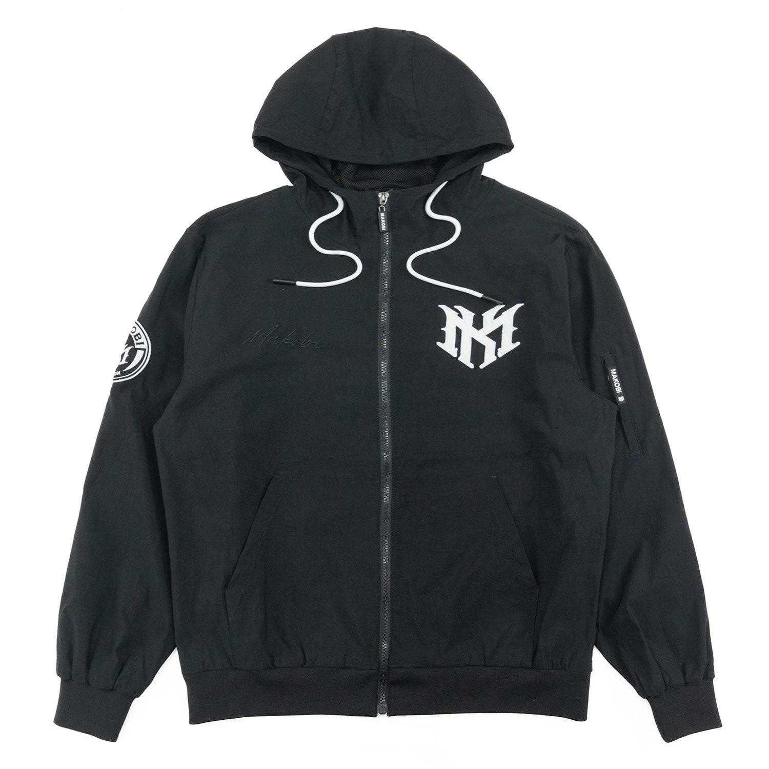 Nylon Hoodie | M4634 Adorni Zip Up- Black