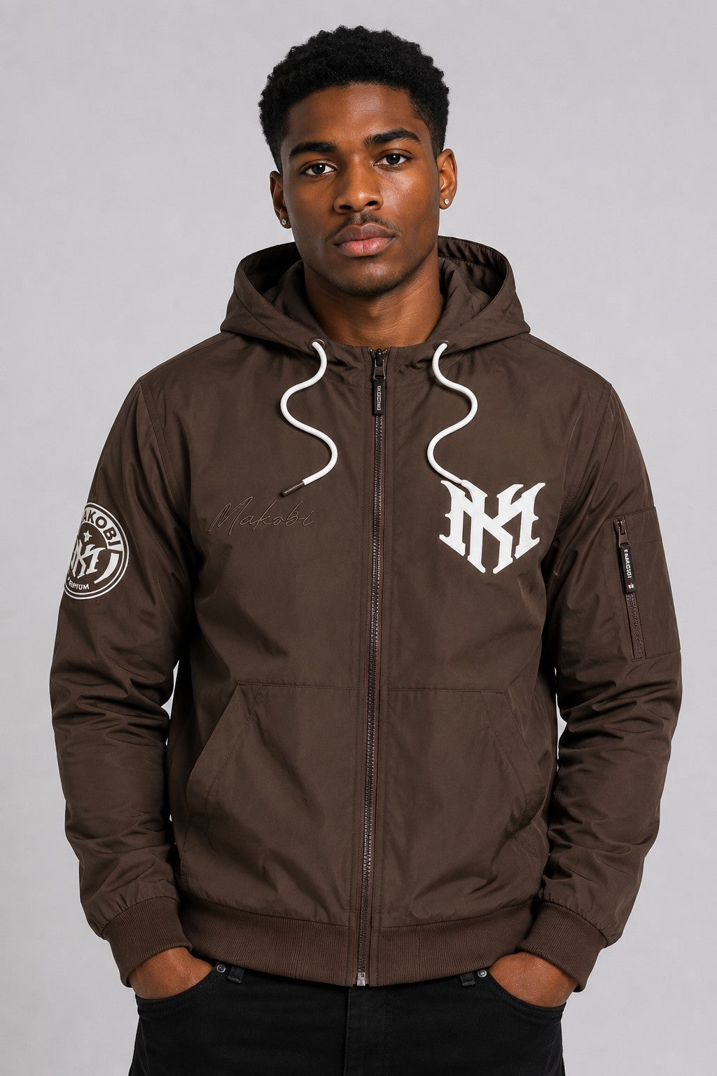 M4634 Adorni Zip Up Hoodie - Dark Brown
