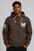 M4634 Adorni Zip Up Hoodie - Dark Brown