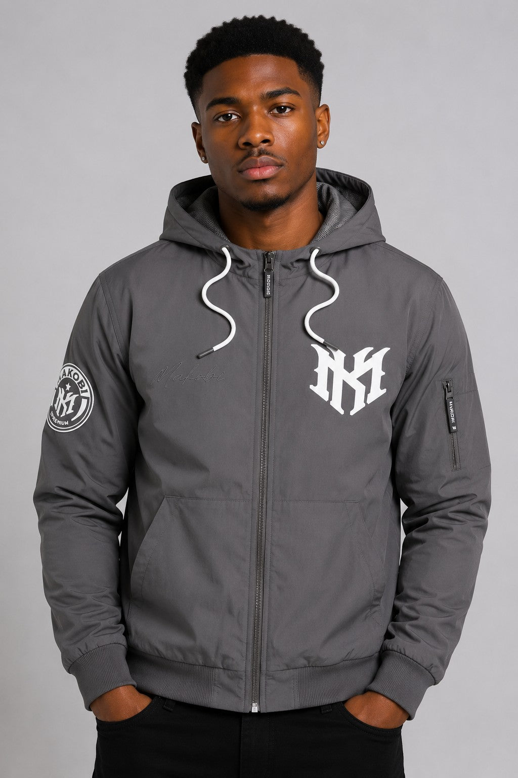M4634 Adorni Zip Up Hoodie - Dark Gray