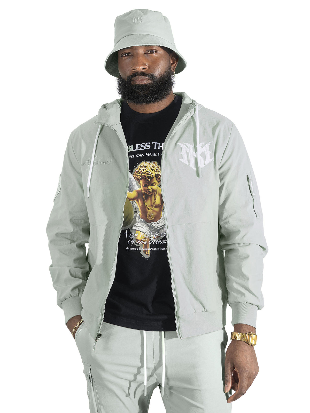 M4634 Adorni Zip Up Hoodie - Gray