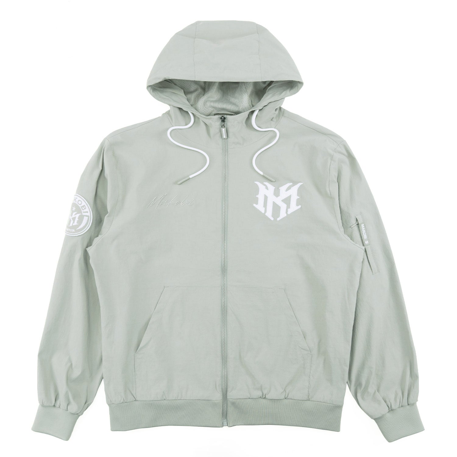 Nylon Hoodie | M4634 Adorni Zip Up- Gray