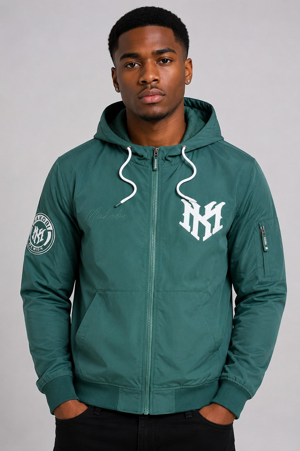 M4634 Adorni Zip Up Hoodie - Hunter Green