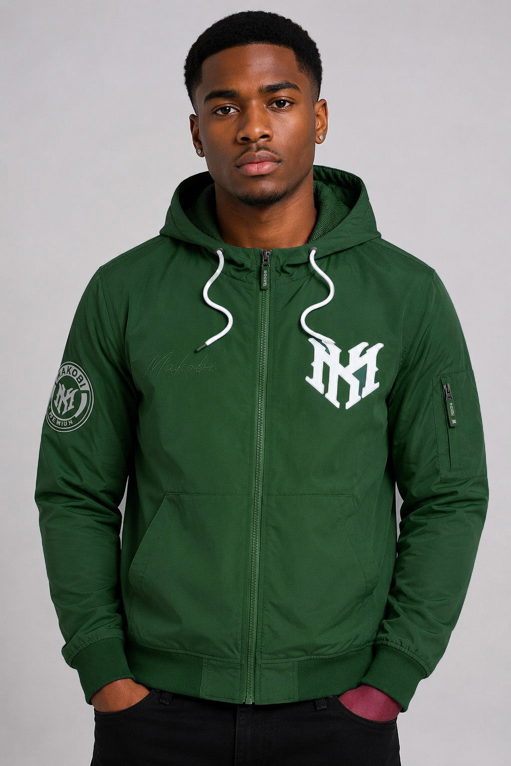 M4634 Adorni Zip Up Hoodie - Hunter Green