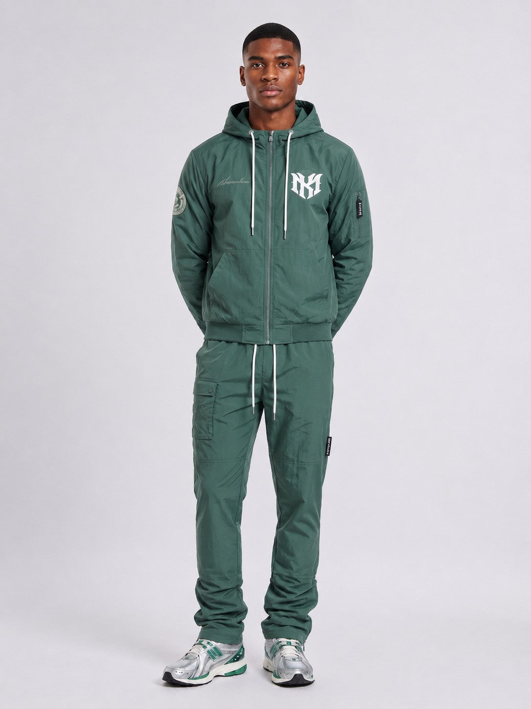 M1634 Adorni Stacked Nylon Pants - Hunter Green