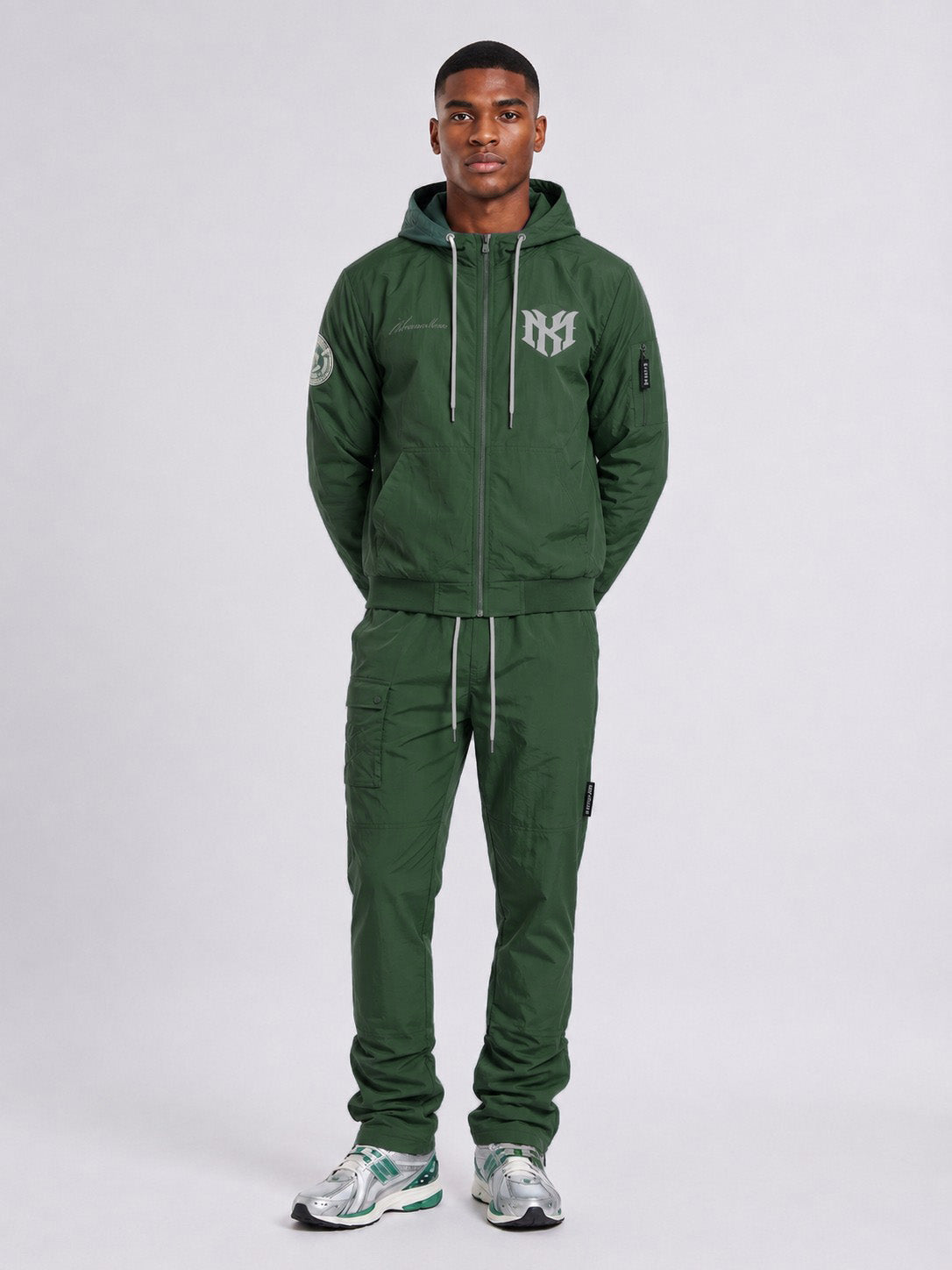 M1634 Adorni Stacked Nylon Pants - Hunter Green