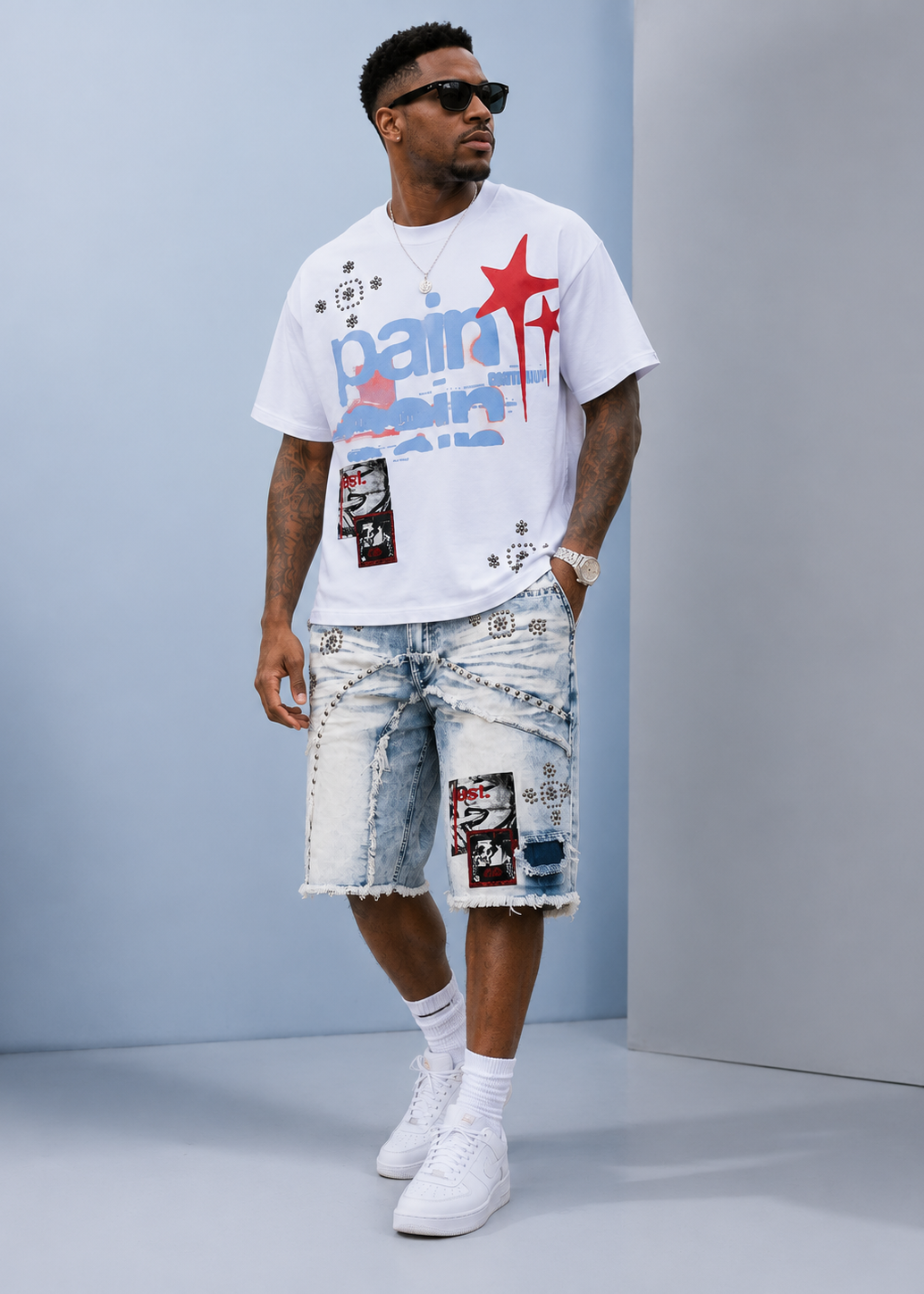Makobi M471 Dolore Pain Oversized Tee in White (NOT SOLD SEPARATELY - Add M671 Shorts to your Cart), view 2