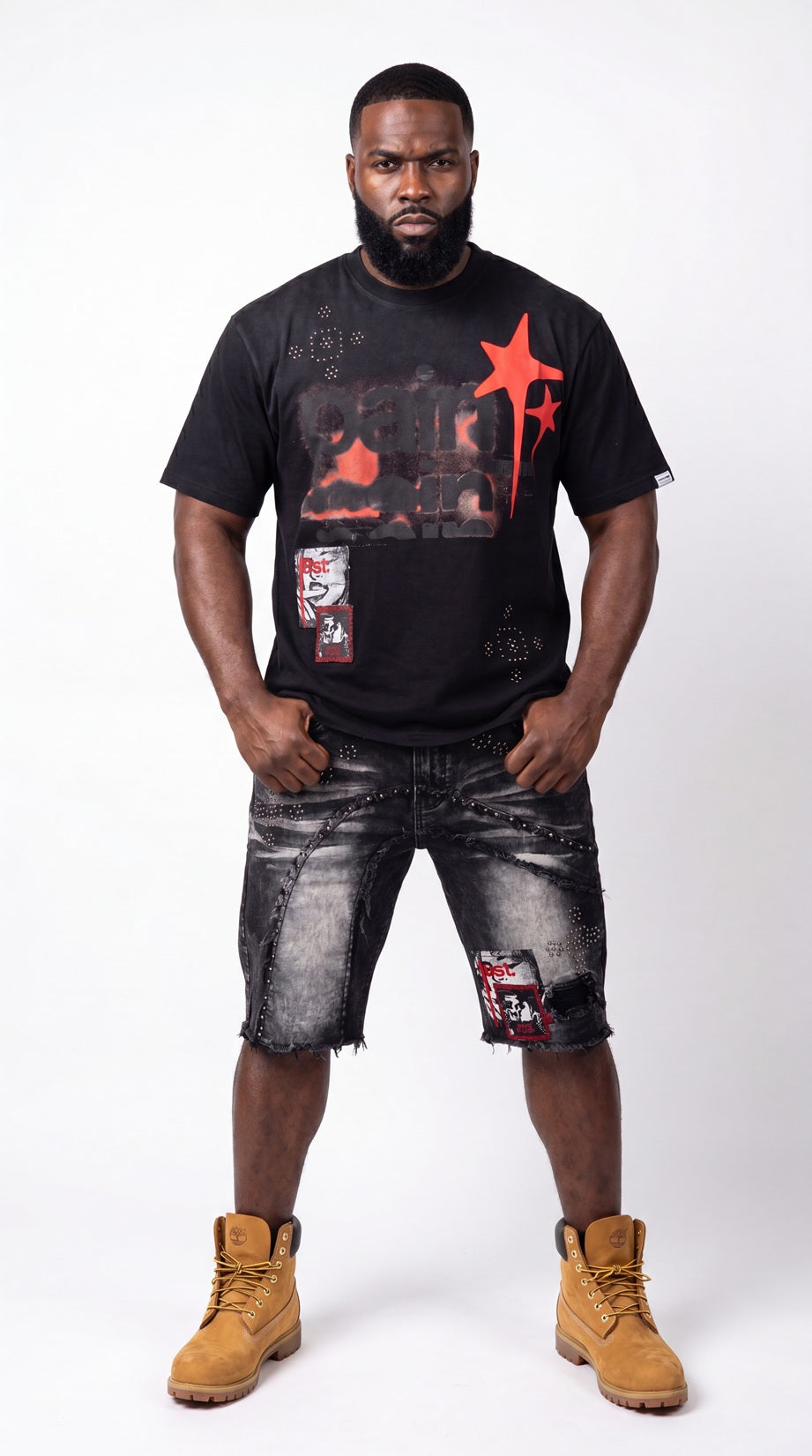 M671 Dolore Pain Denim Shorts - Black Wash