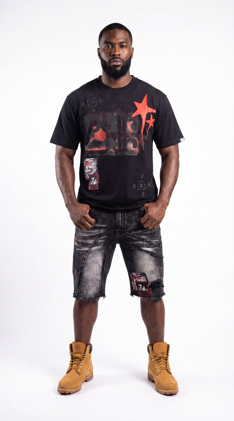 M671 Dolore Pain Denim Shorts - Black Wash