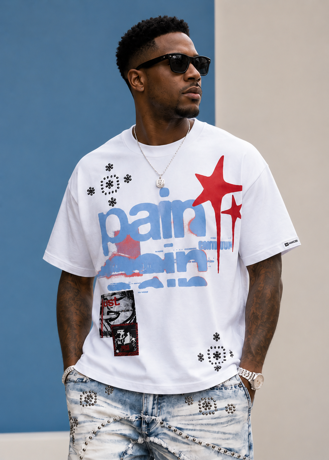 Dolore Pain Set - White x Light Wash