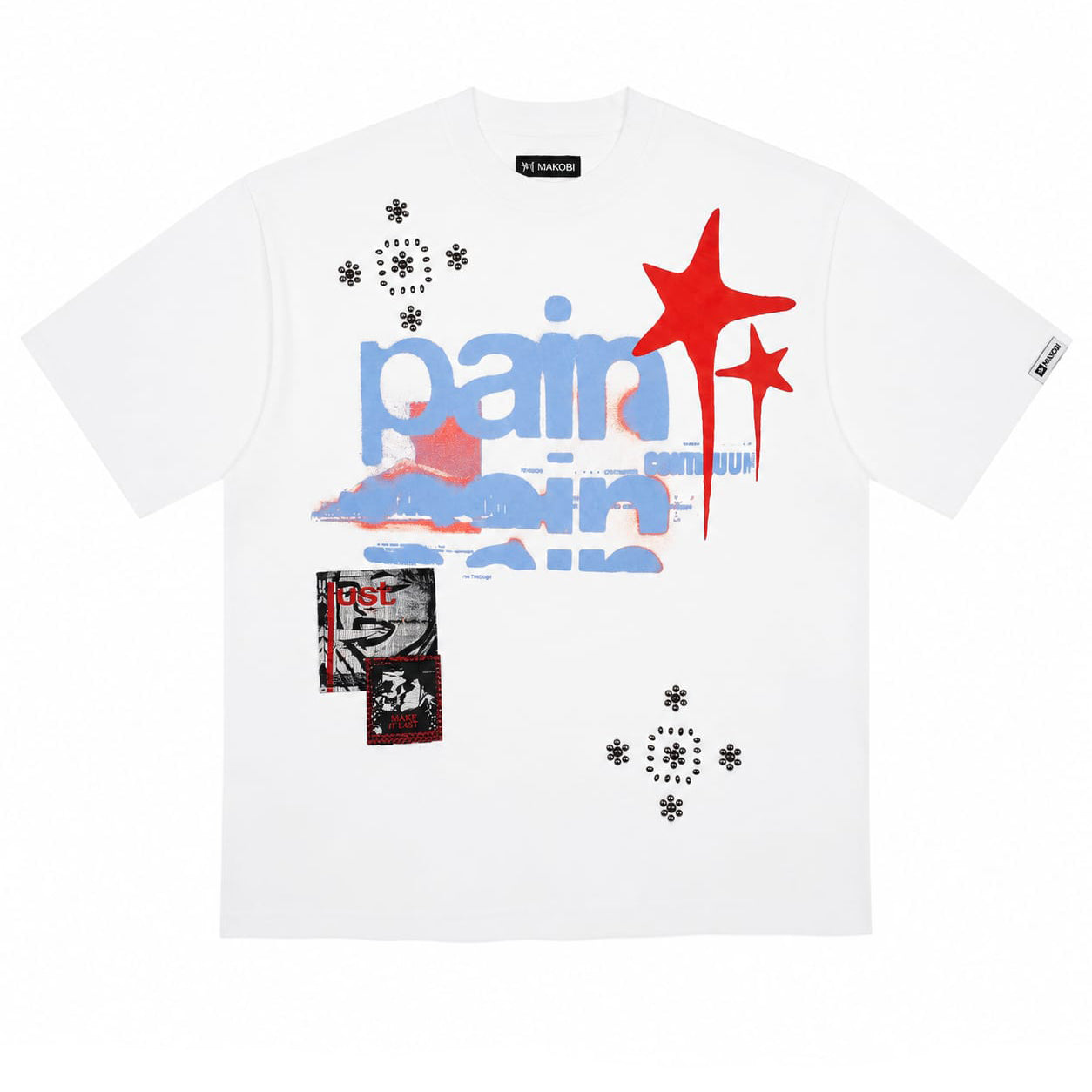 Makobi M471 Dolore Pain Oversized Tee in White (NOT SOLD SEPARATELY - Add M671 Shorts to your Cart), view 3
