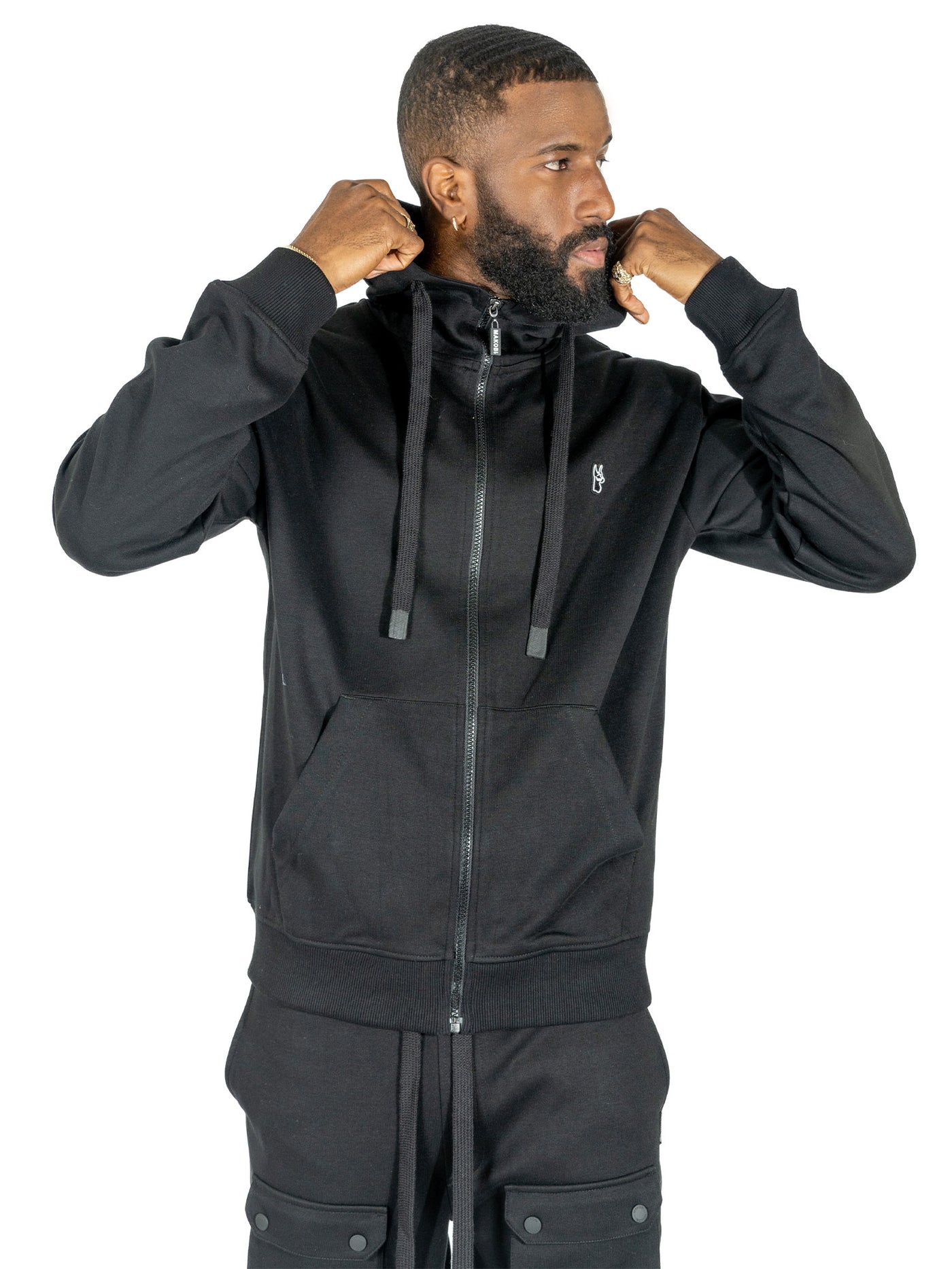 M3707 Tech Fleece Zip Up Hoodie Ṣeto - Black