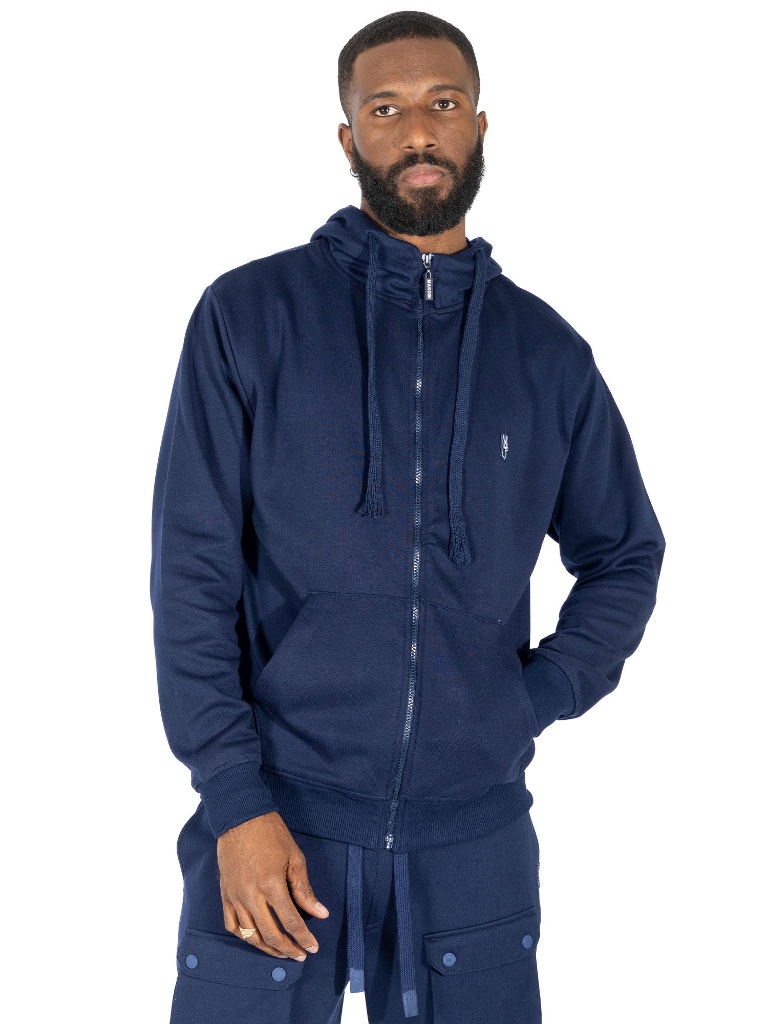 M5335 Essential Fleece Zip Up Hoodie - Navy