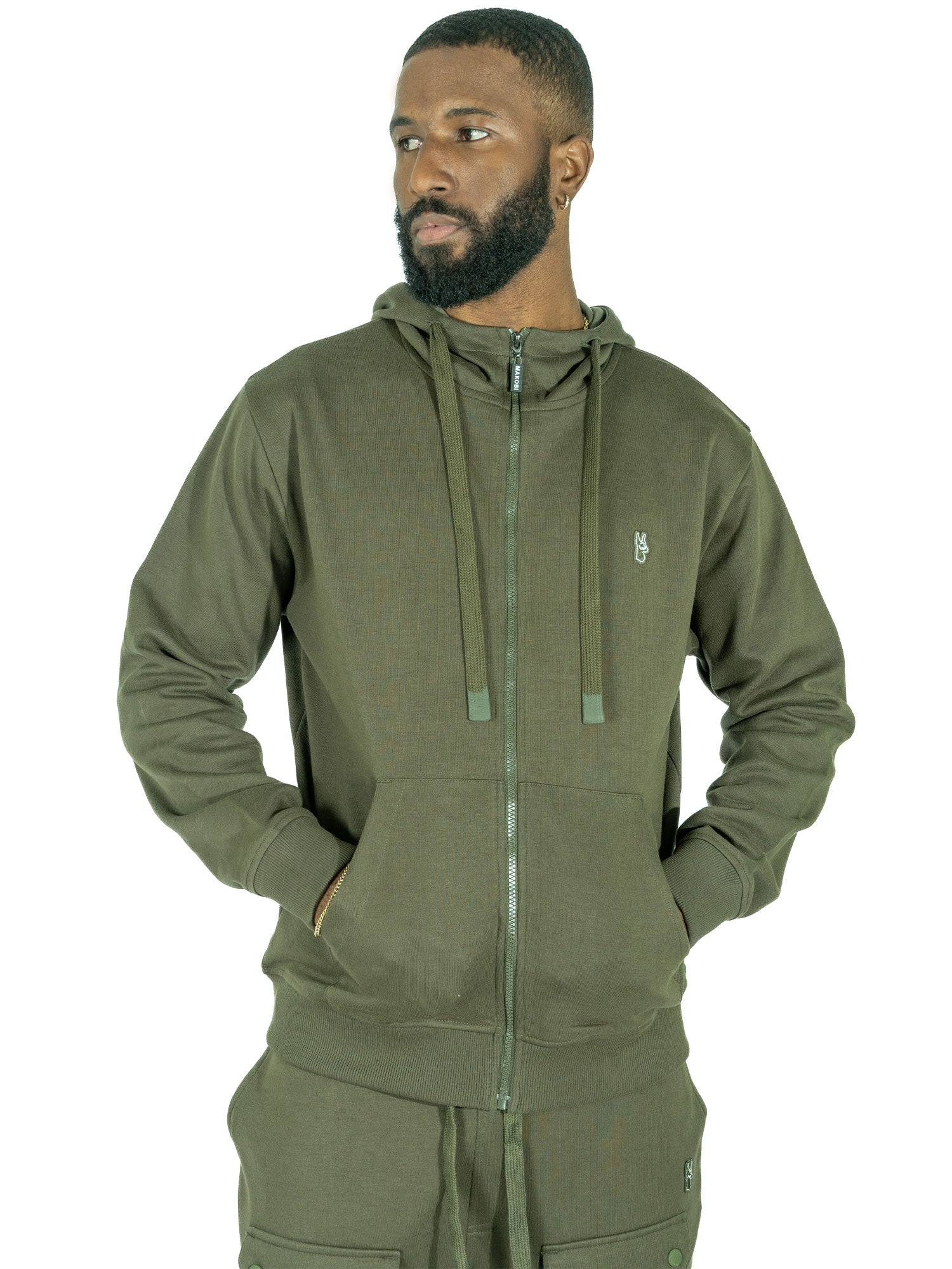 M5335 Essential Fleece Zip Up Hoodie - Olive