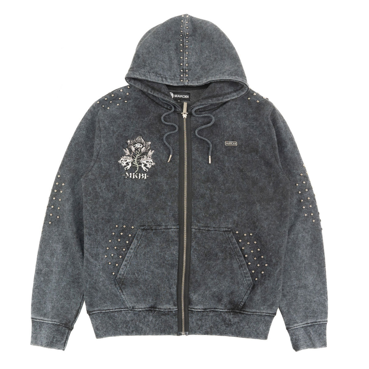 M5345 Bianco Zip Up Fleece Hoodie - Black