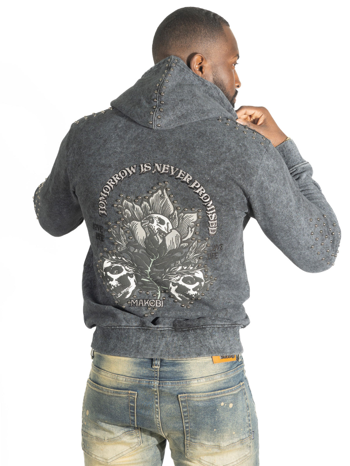 M5345 Bianco Zip Up Fleece Hoodie - Black