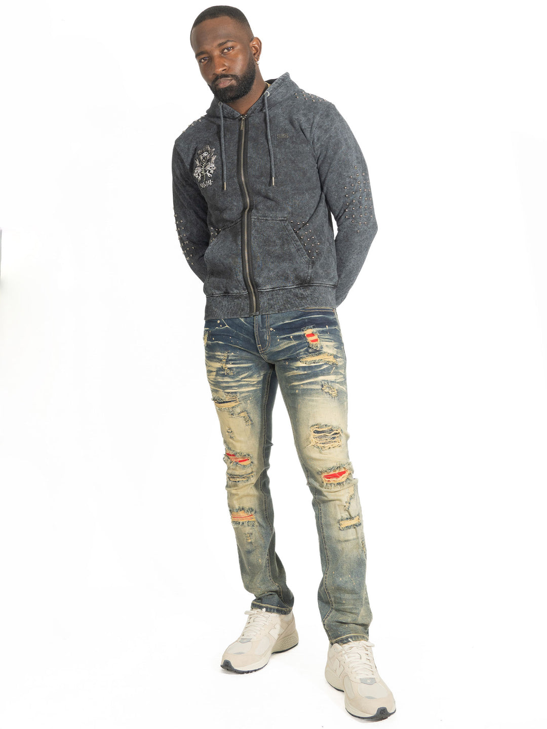 Hoodie | M5345 Bianco Zip Up - Black