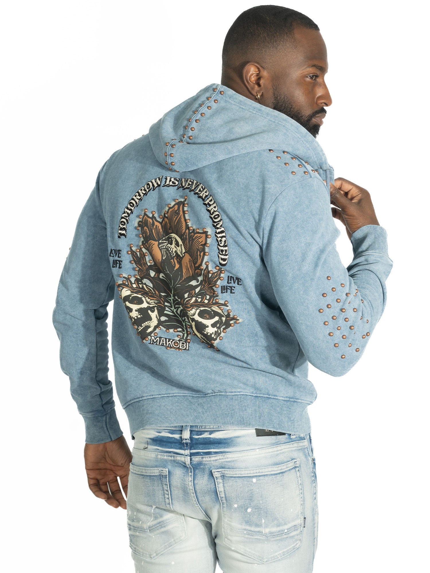 M5345 Bianco Zip Up Fleece Hoodie - Blue