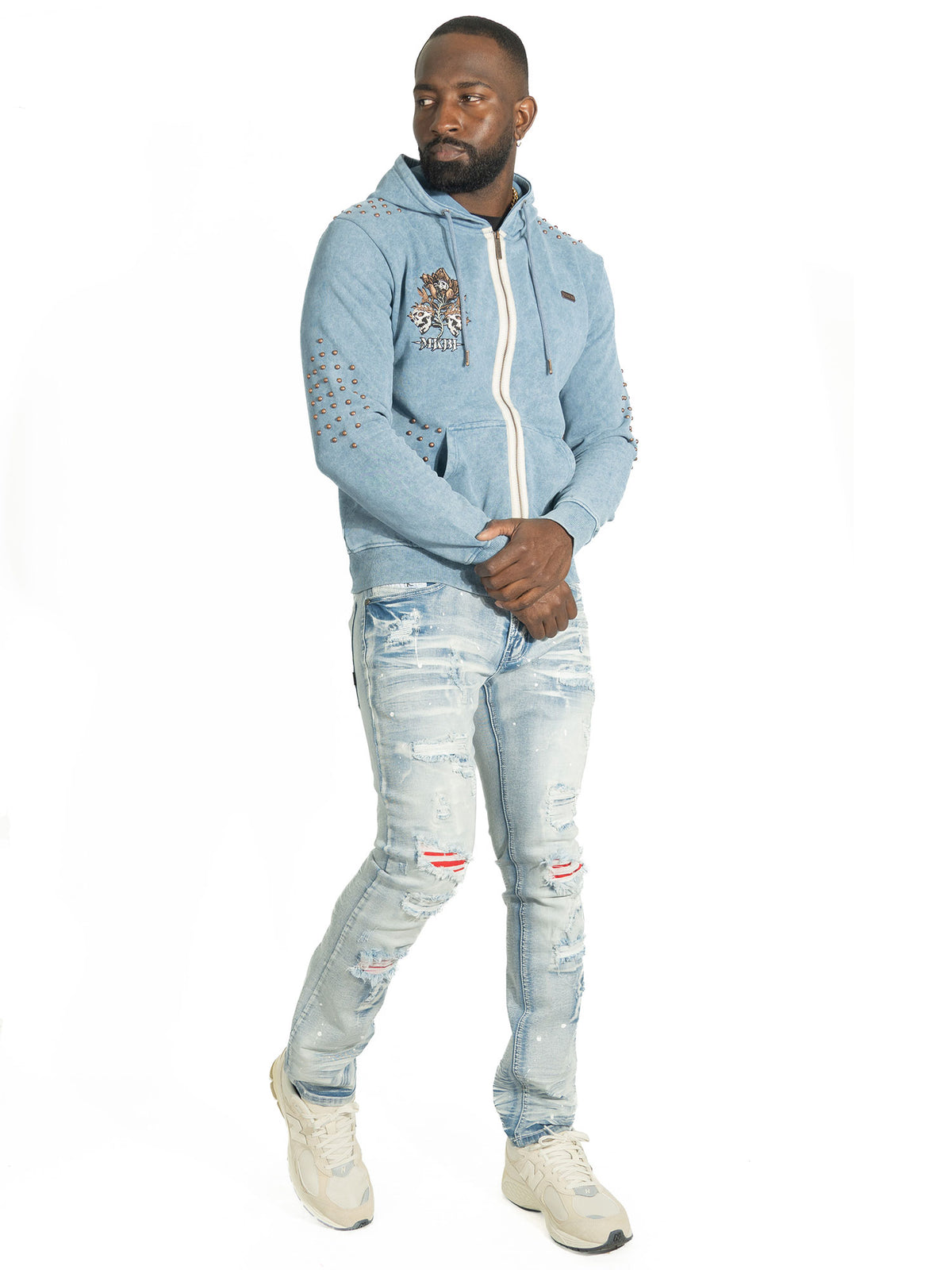 M5345 Bianco Zip Up Fleece Hoodie - Blue