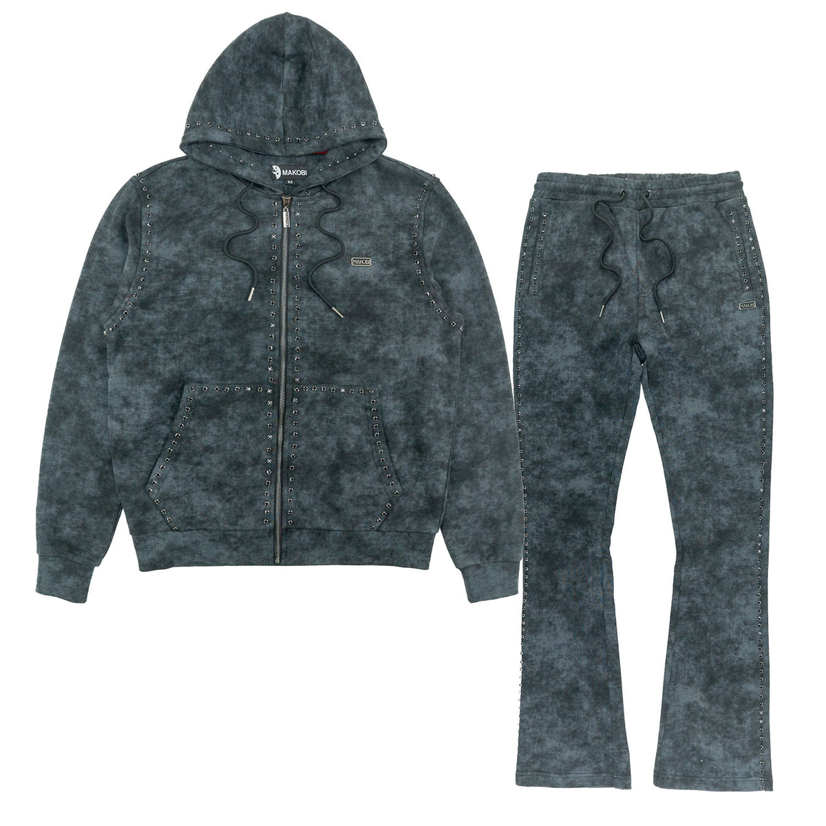 Makobi M5455 Lorenzino Zip in Up Hoodie Set - Black, view 7